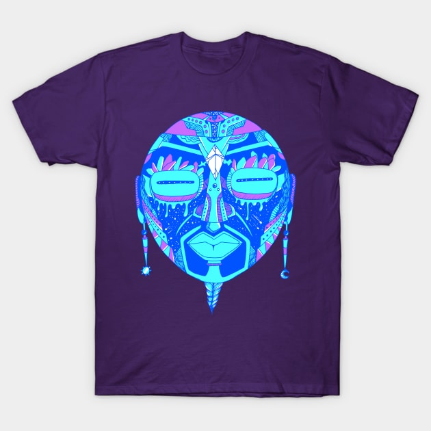 Blue African Mask 2 T-Shirt by kenallouis